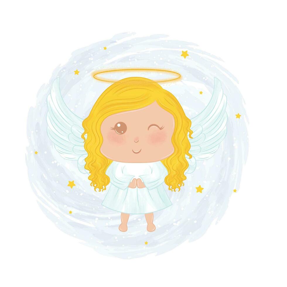 Isolated cute female angel character Vector