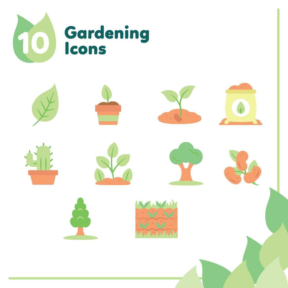 Set of different colored gardening icons Vector