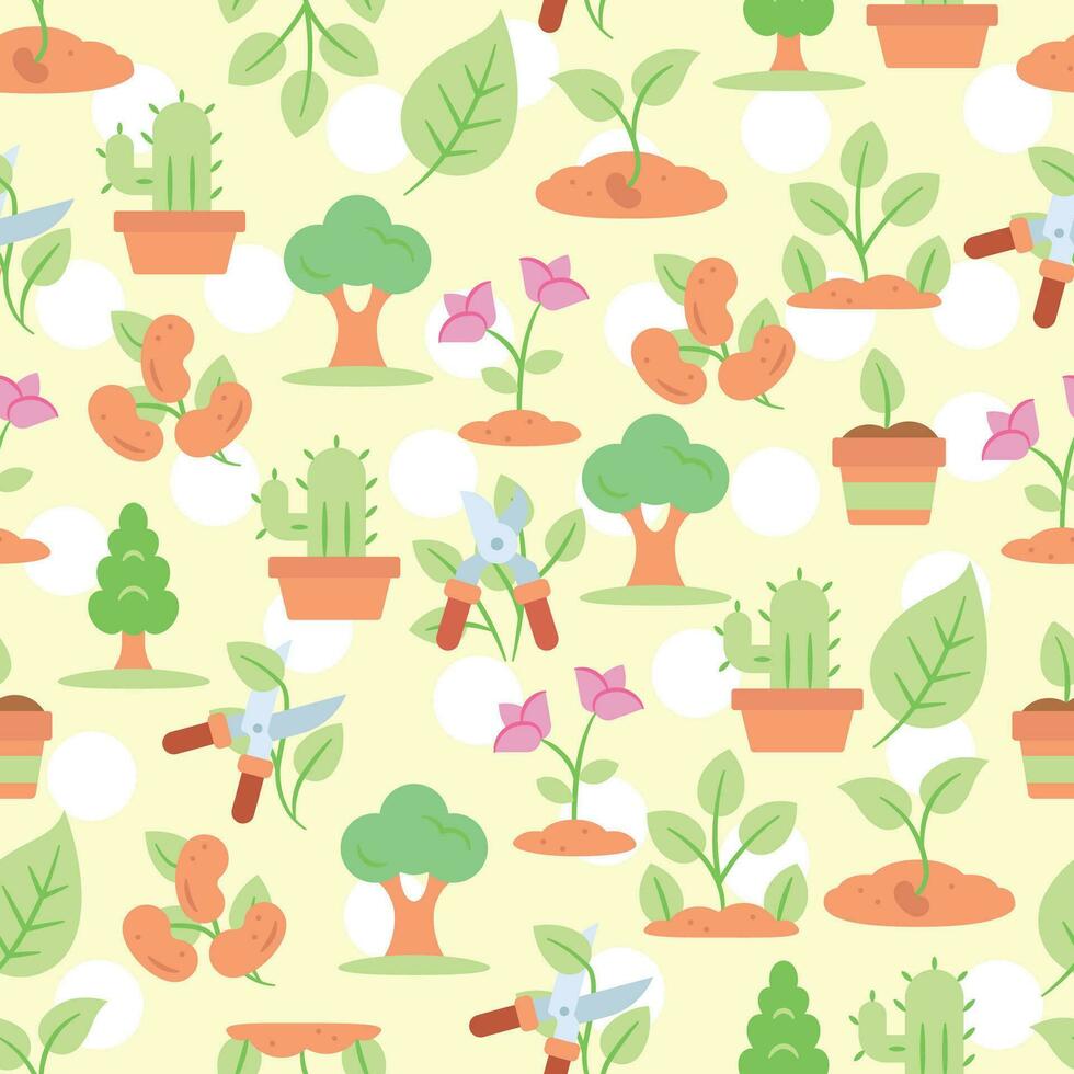 Seamless pattern background with gardening icons Vector