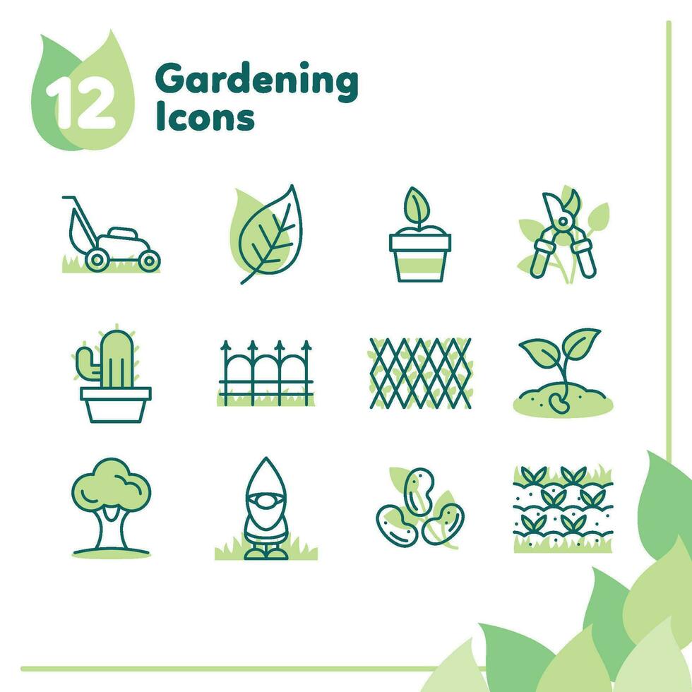 Set of different colored gardening icons Vector