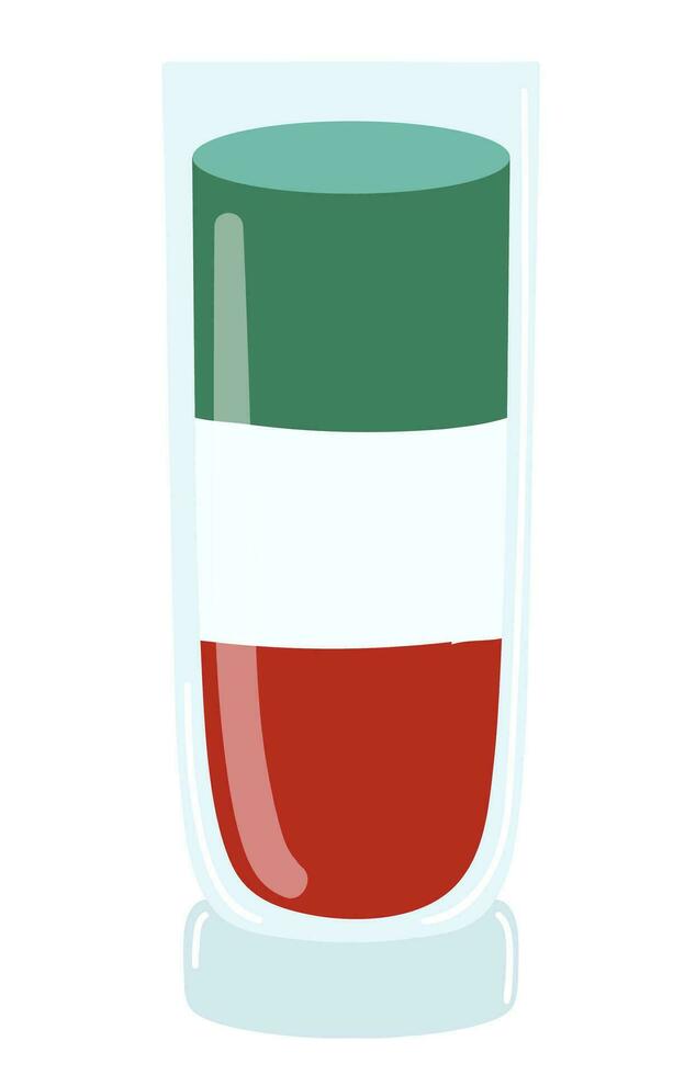Mexican flag. Short alcohol cocktail vector