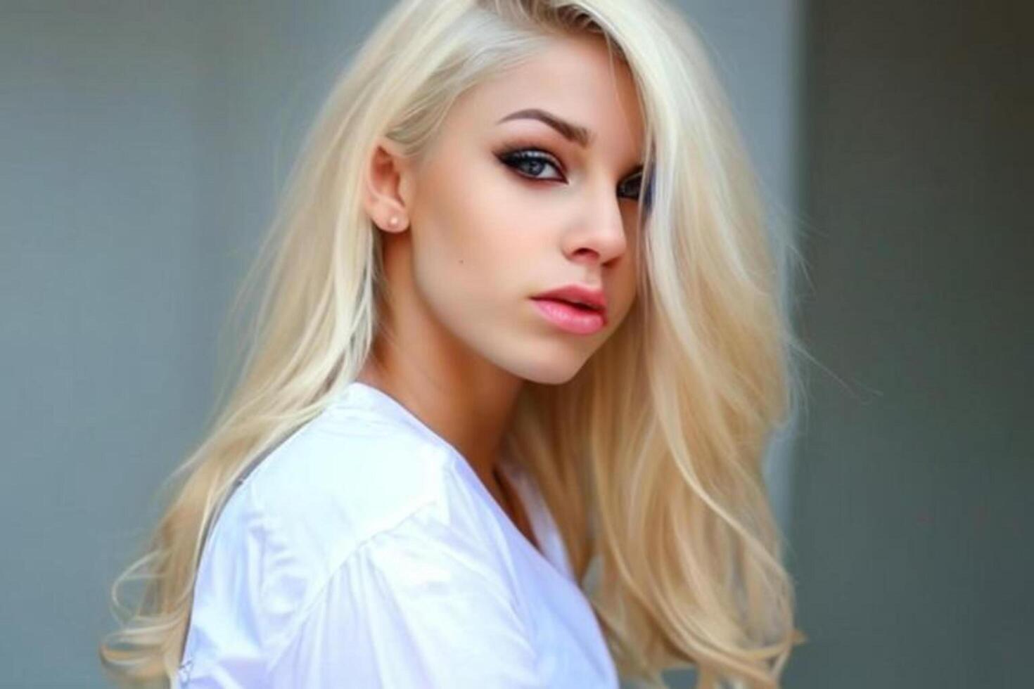 A woman with a white shirt photo