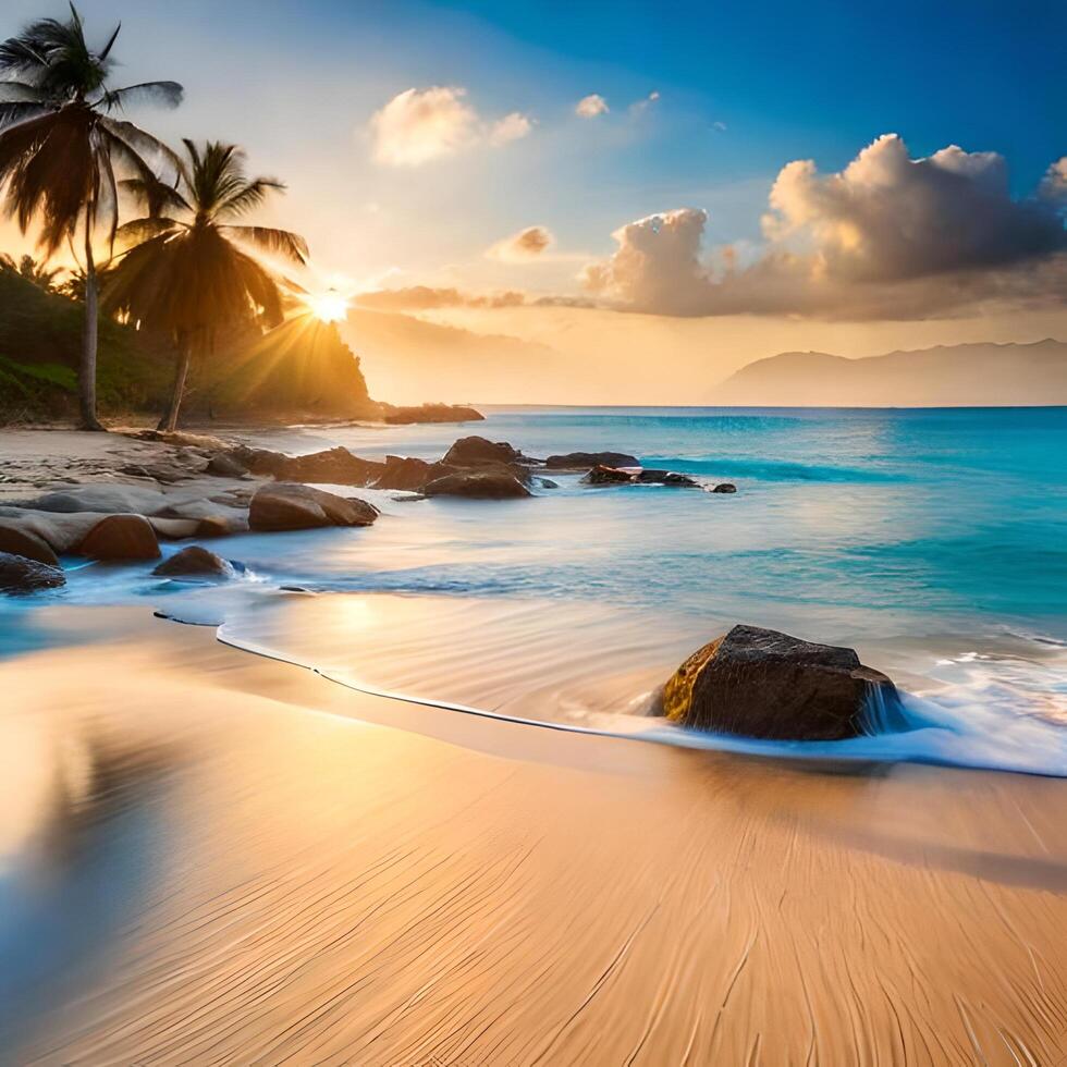 Beach Day With Palm Trees photo