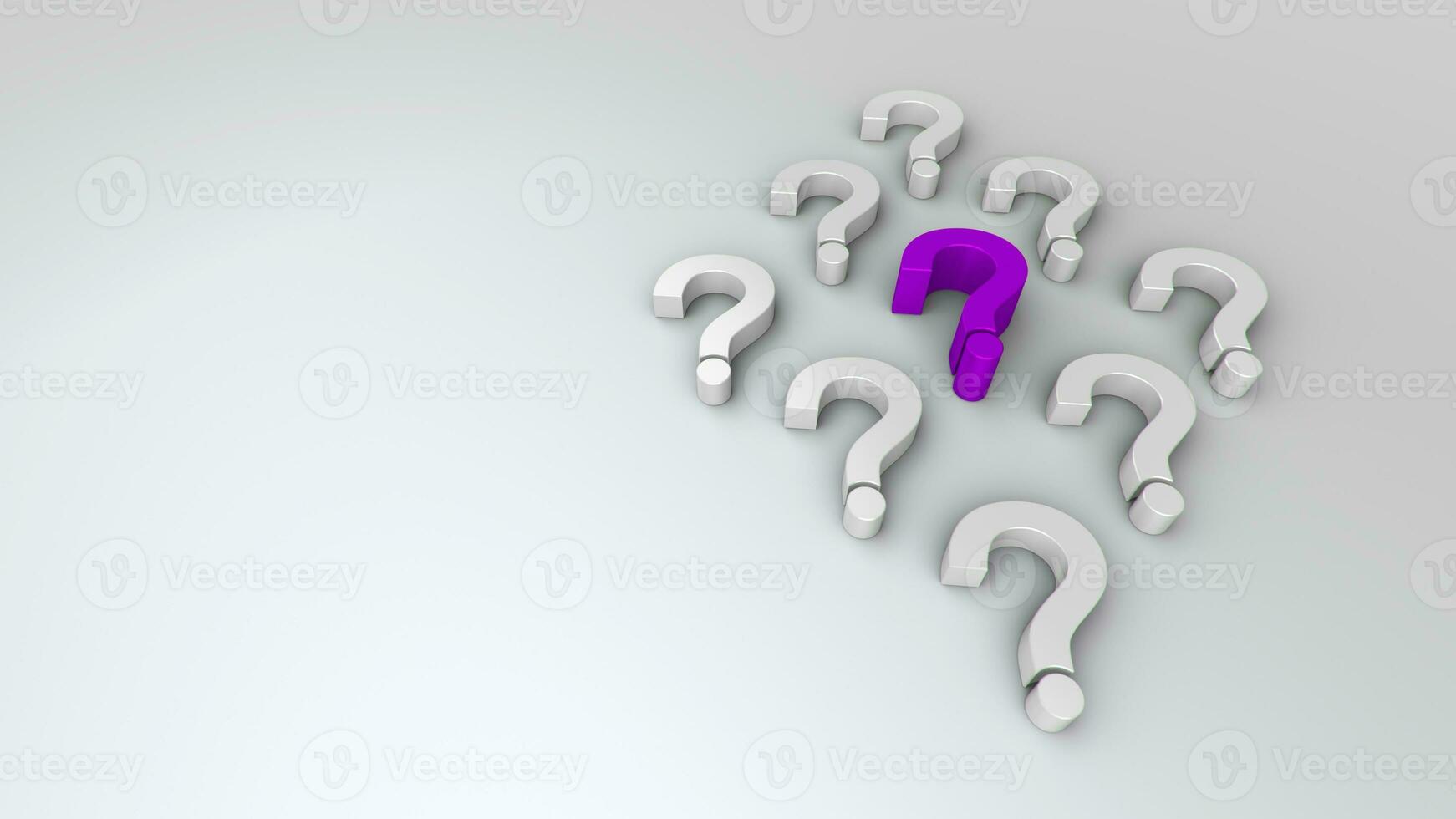 3D illustrations purple and white question mark group for business corporate and advertising photo