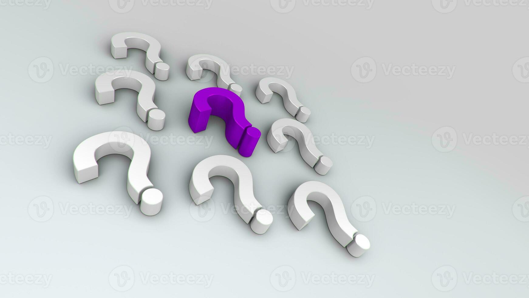 3D illustrations purple and white question mark group for business corporate and advertising photo