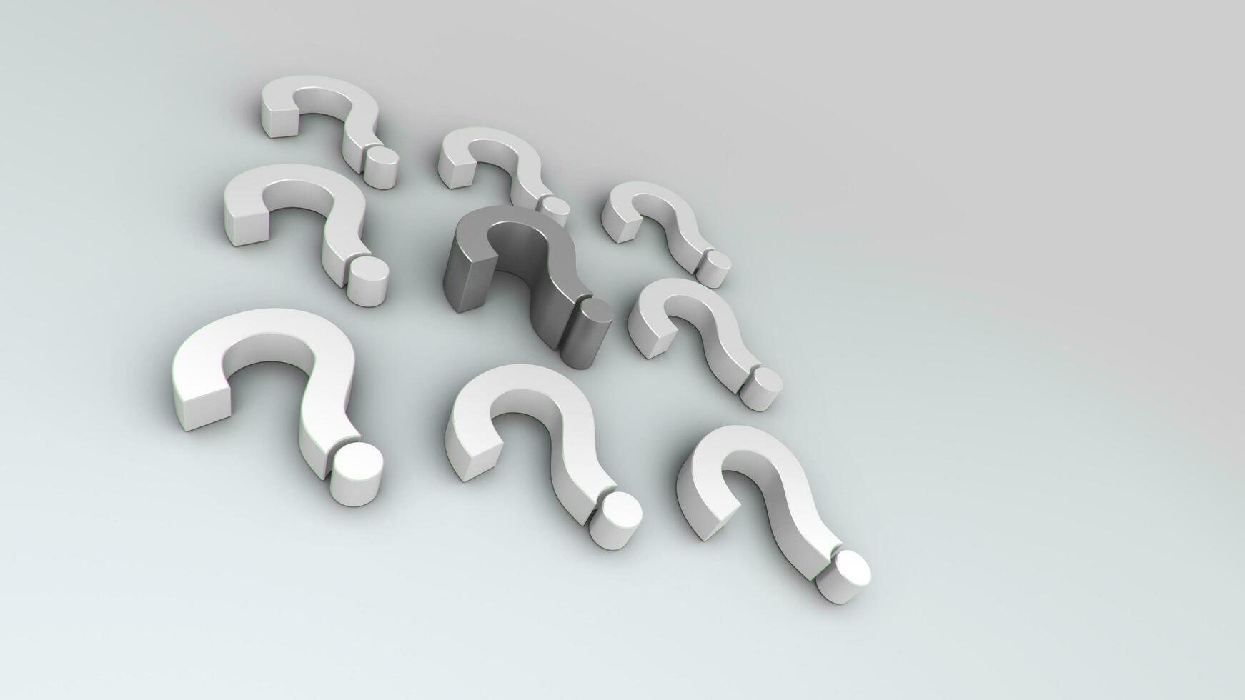 3D illustrations grey and white question mark group for business corporate and advertising photo