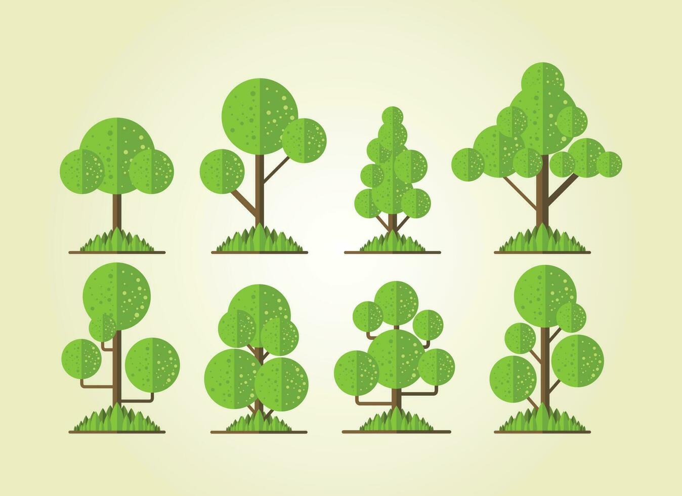 Cute cartoon tree set vector