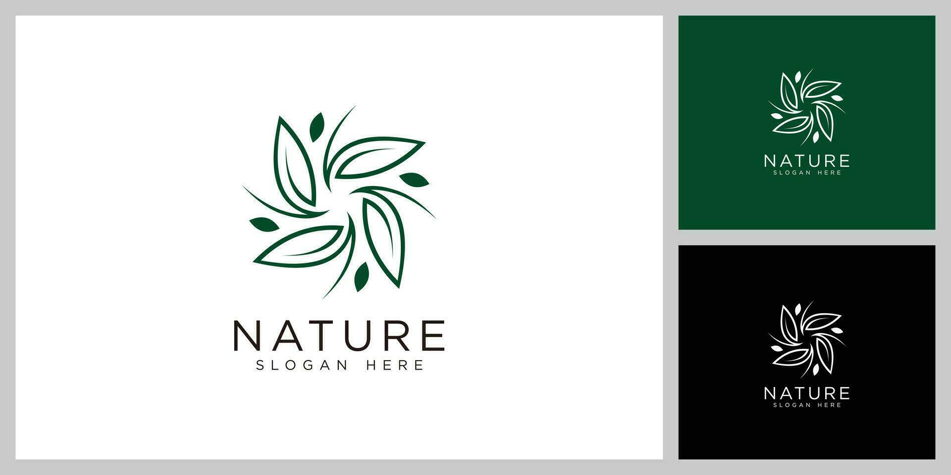 flor vector logo. lineal hoja floral logotipo eco signo. resumen naturaleza logo diseño