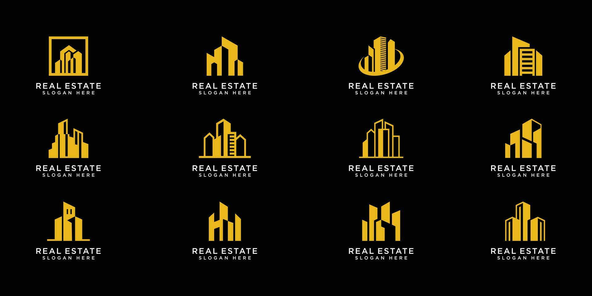 conjunto de edificio logo vector diseño