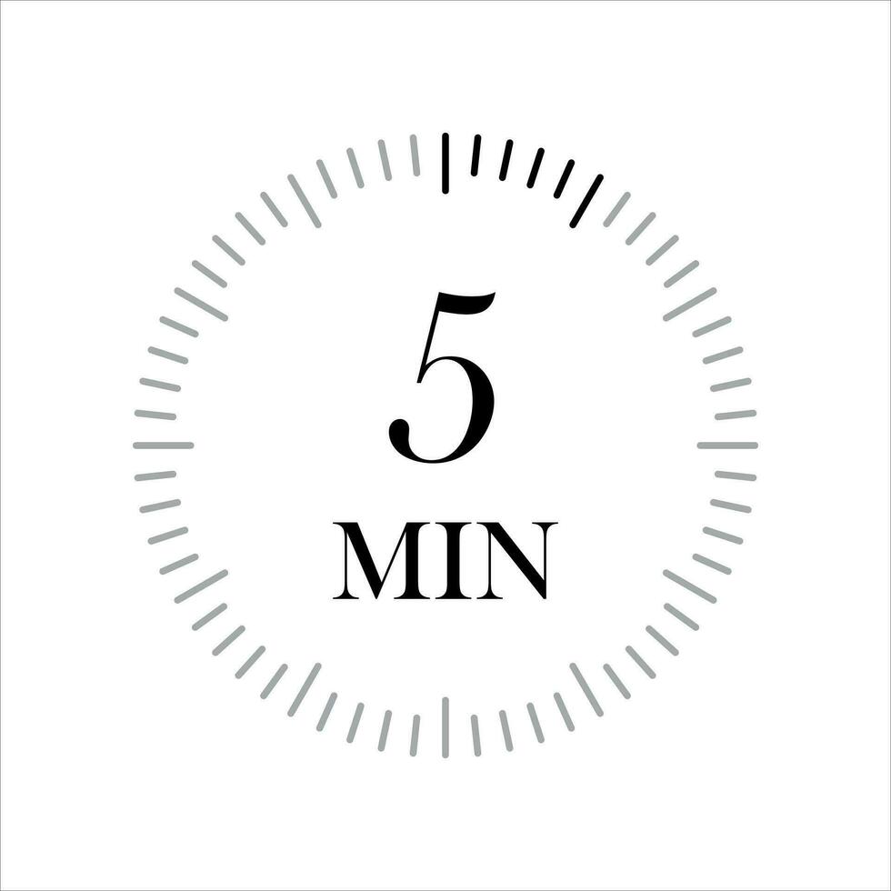 5 minutes timer Clocks, Timer 5 min icon. vector