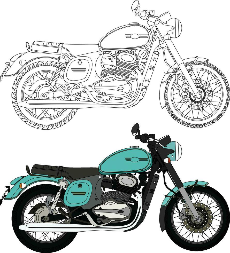 motorcycle vector  line art illustration