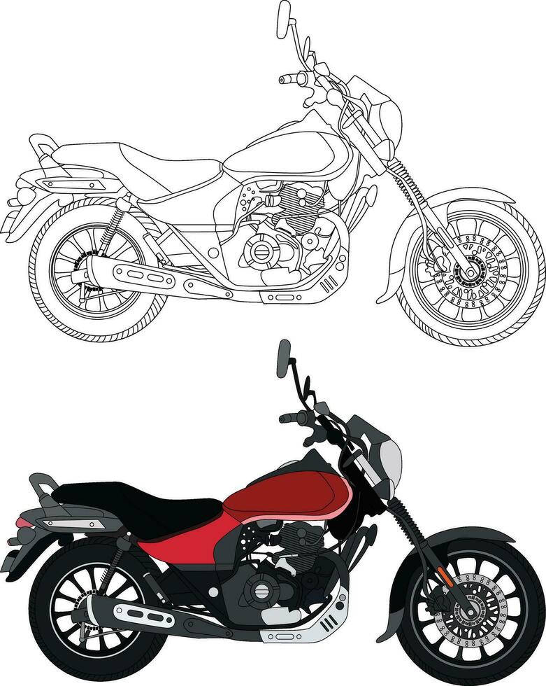 motorcycle vector  line art illustration