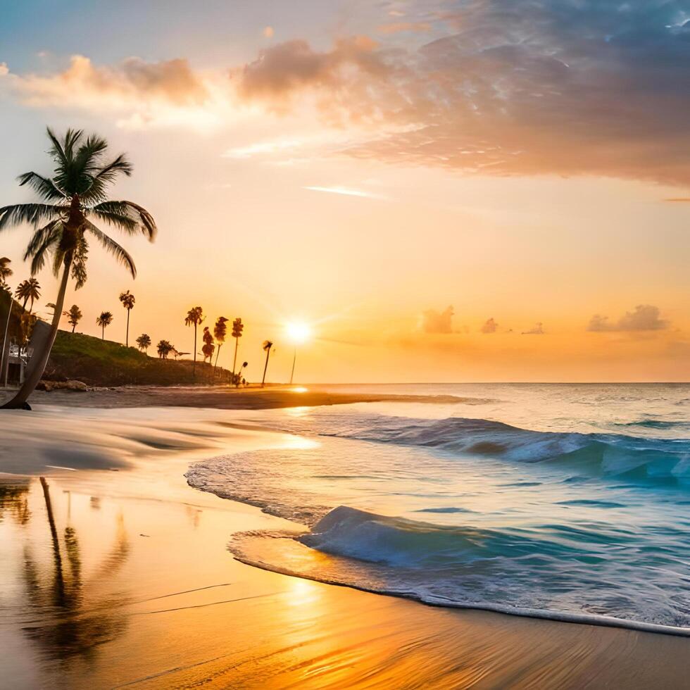 Beach Day With Palm Trees photo