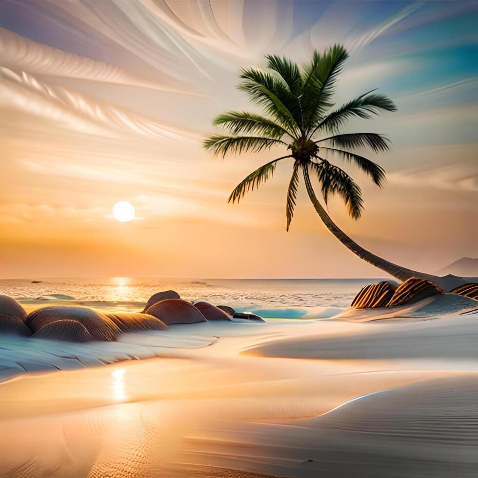 Beach Day With Palm Trees photo