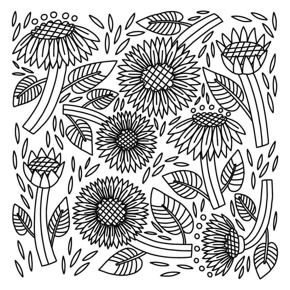 garabatear flor girasol colorante libro vector