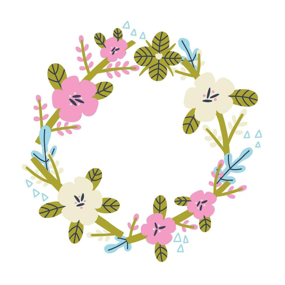 flor bacopas circulo marco en vector mano dibujado estilo
