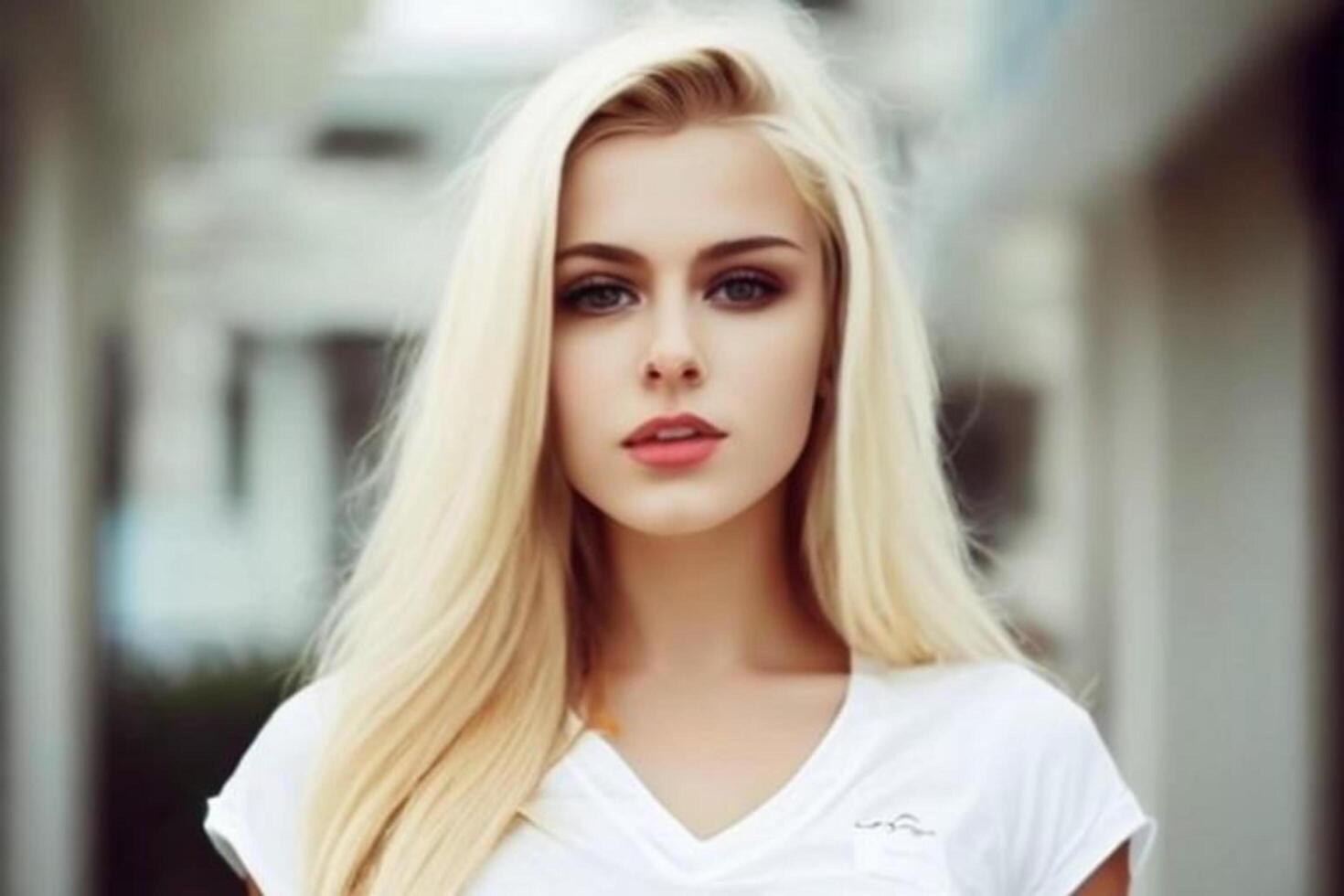 A woman with a white shirt photo