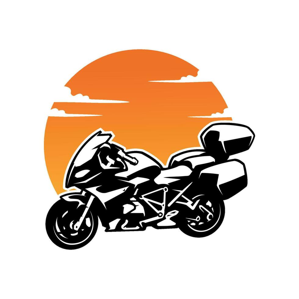 touring and adventure motorcycle logo vector
