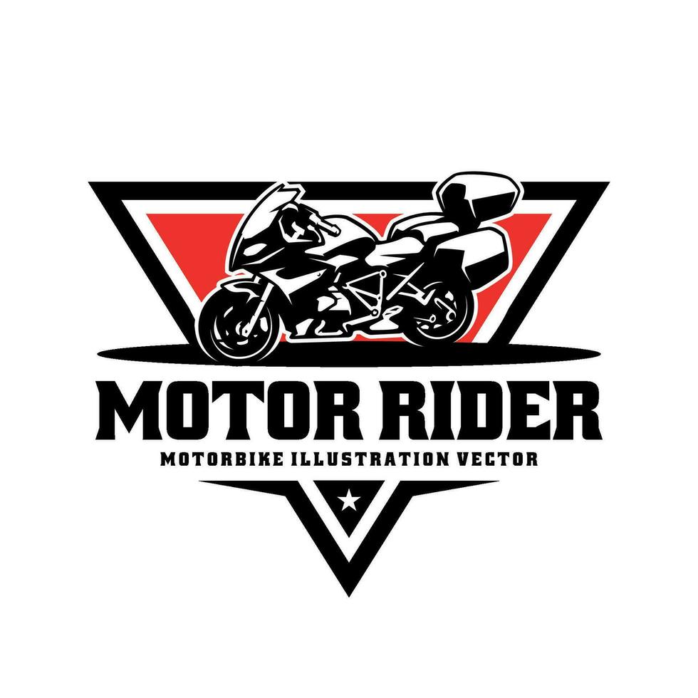 touring and adventure motorcycle logo vector