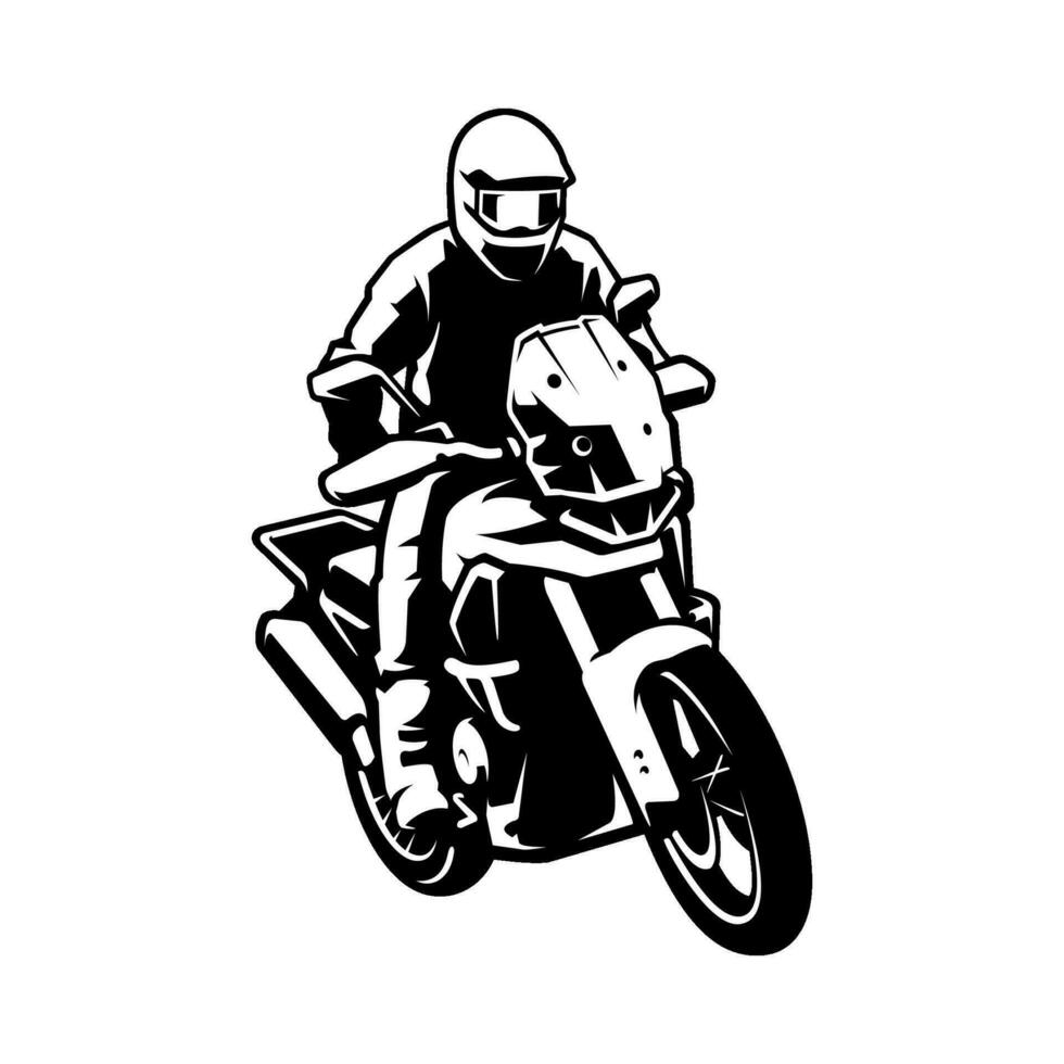 Biker riding adventure motorcycle illustration vector