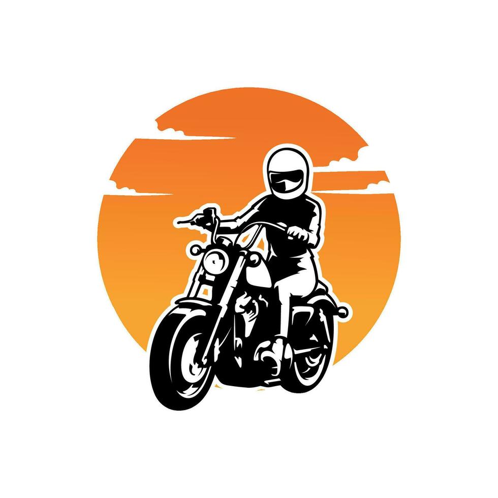Biker riding motorcycle illustration logo vector isolated