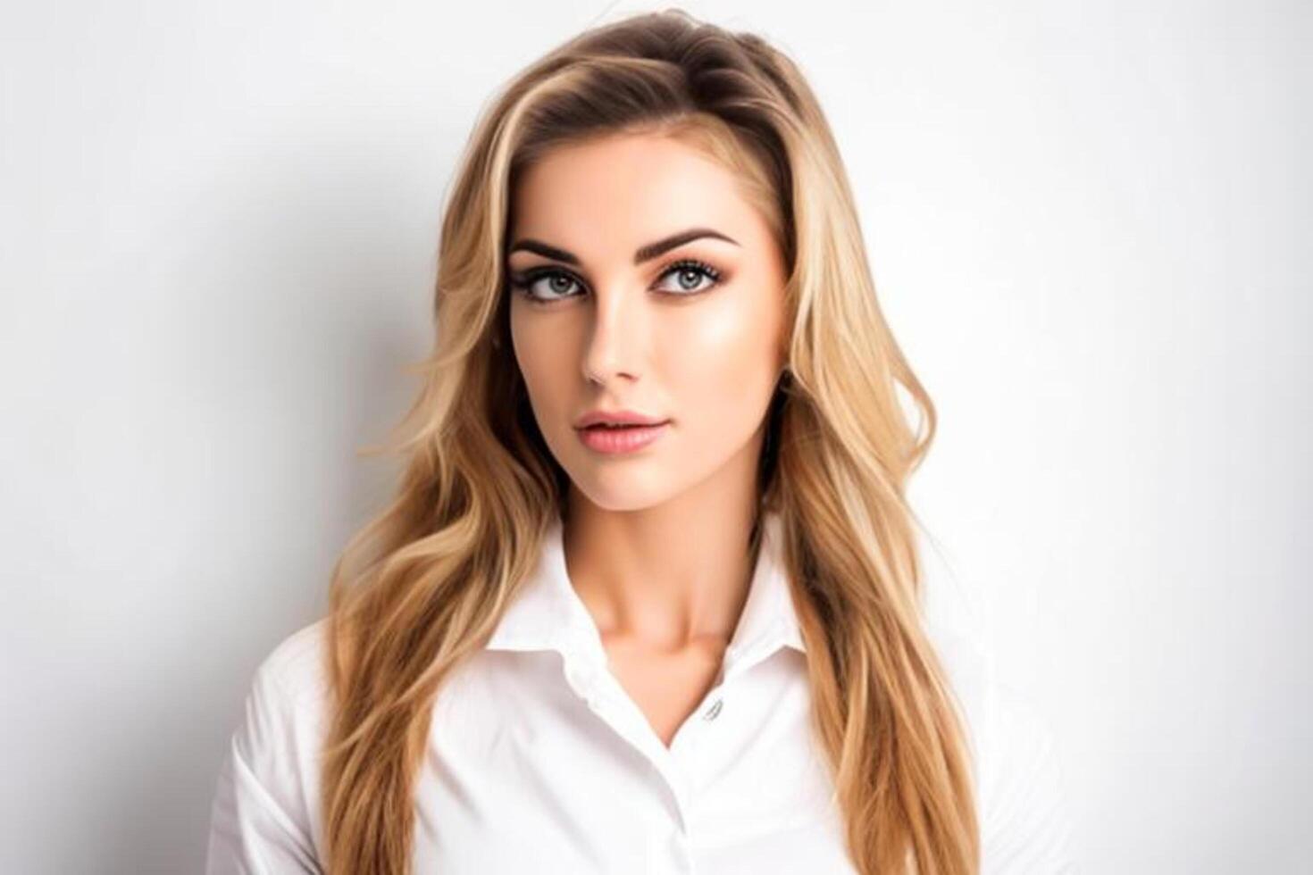 A woman with a white shirt photo