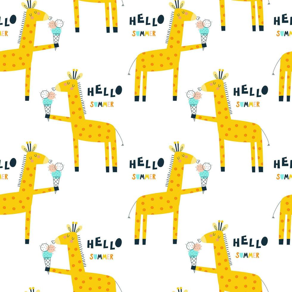 Seamless pattern with cute giraffe. Vector illustrations