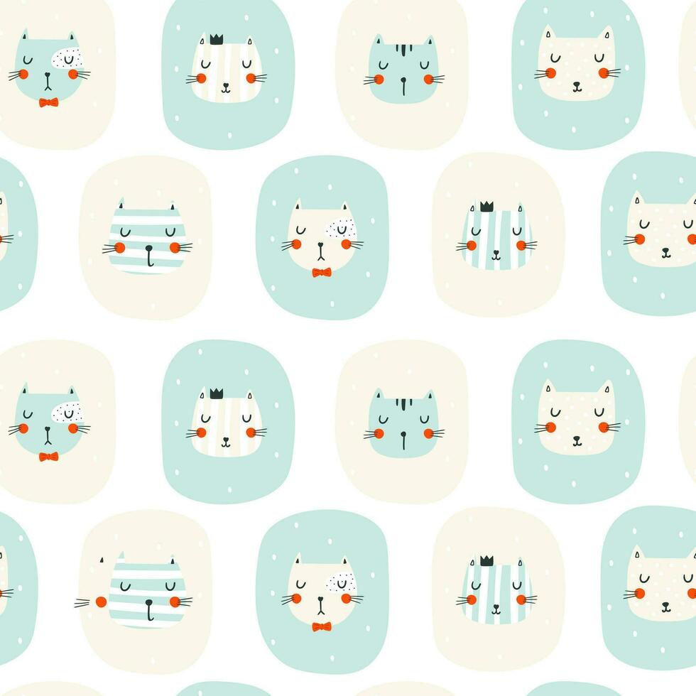 Seamless pattern with cute cats. Vector illustrations