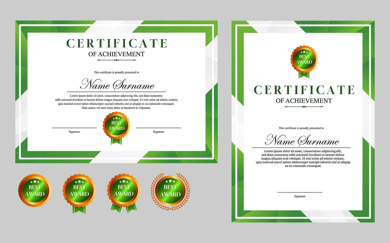 certificate design simple modern a4 luxury green gold vector