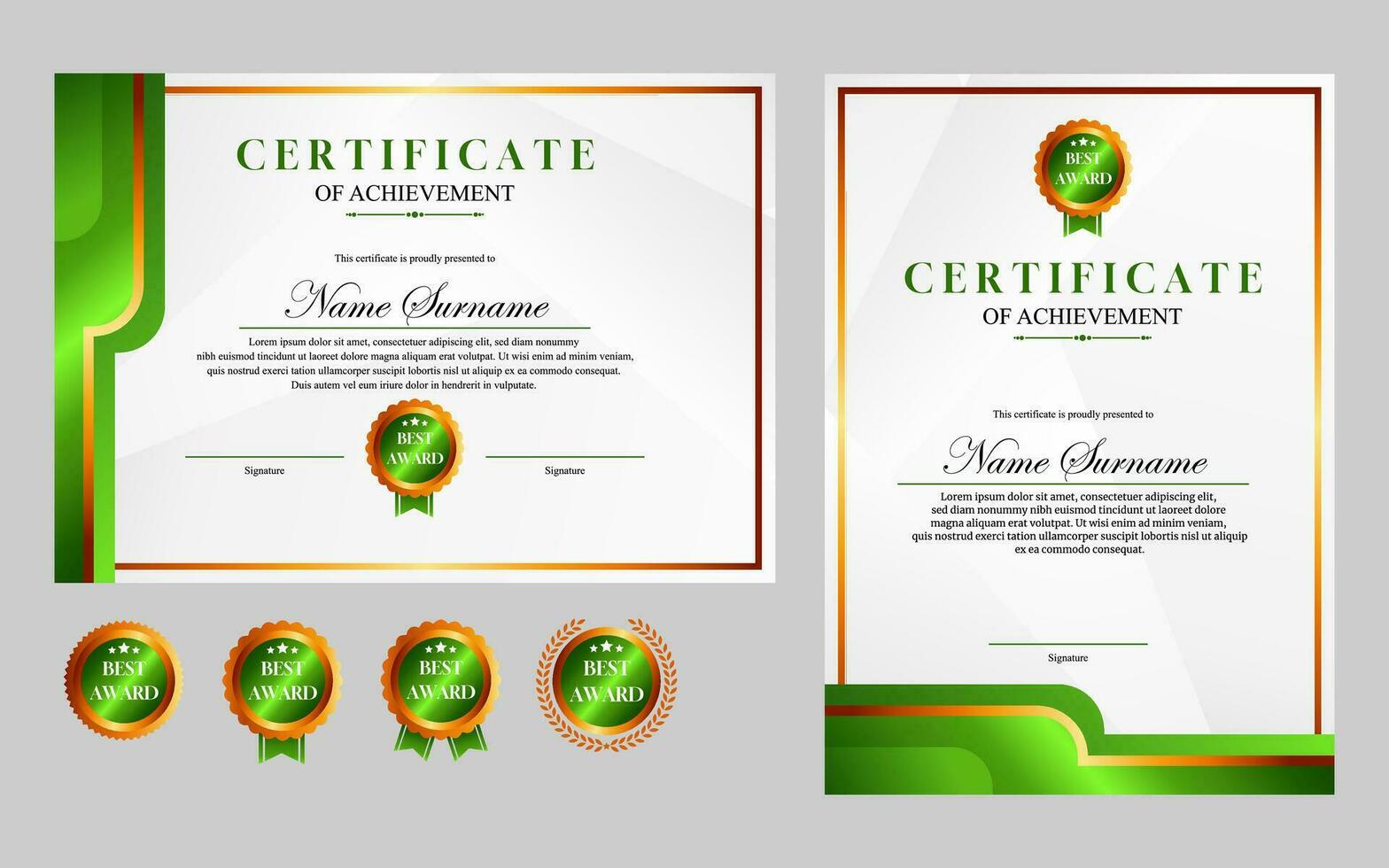 modern simple certificate design a4 luxury certificate green gold color vector