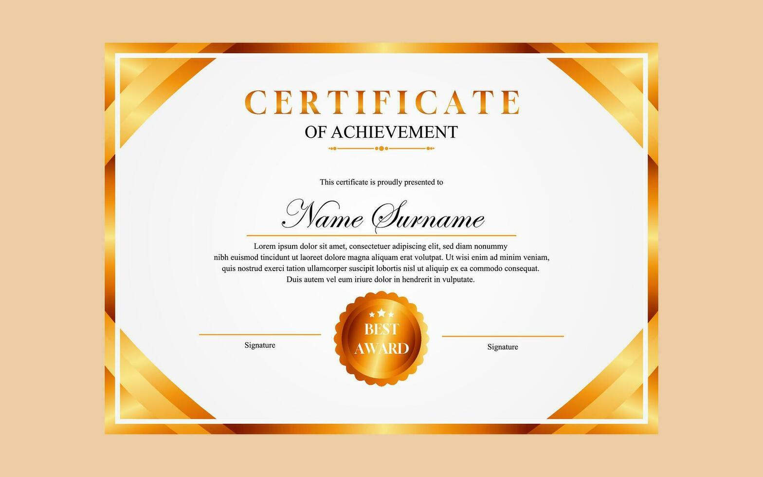 certificate design simple modern a4 luxury certificate gold color vector