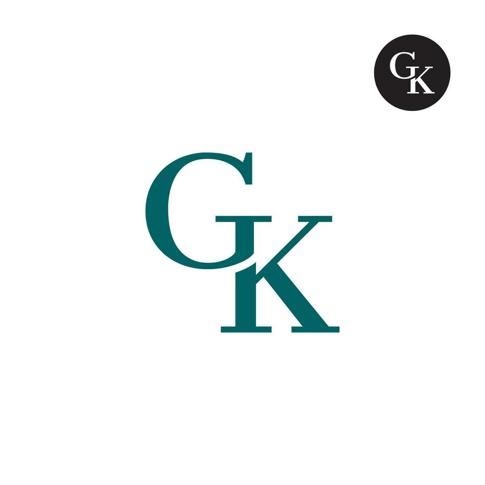 Luxury Modern Serif Letter GK Monogram Logo Design vector