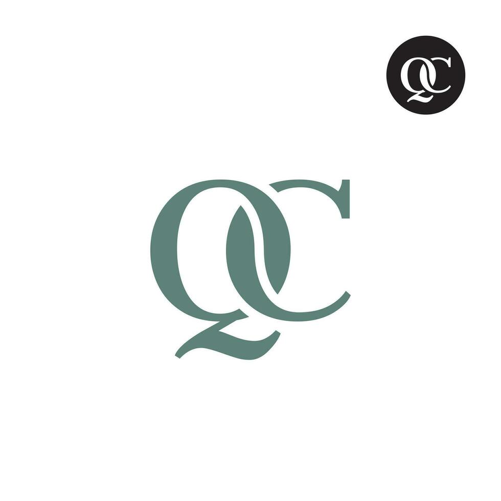 Luxury Modern Serif Letter QC Monogram Logo Design vector