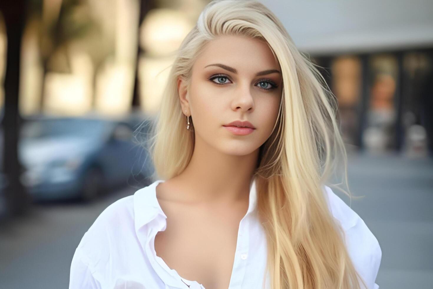 A woman with a white shirt photo