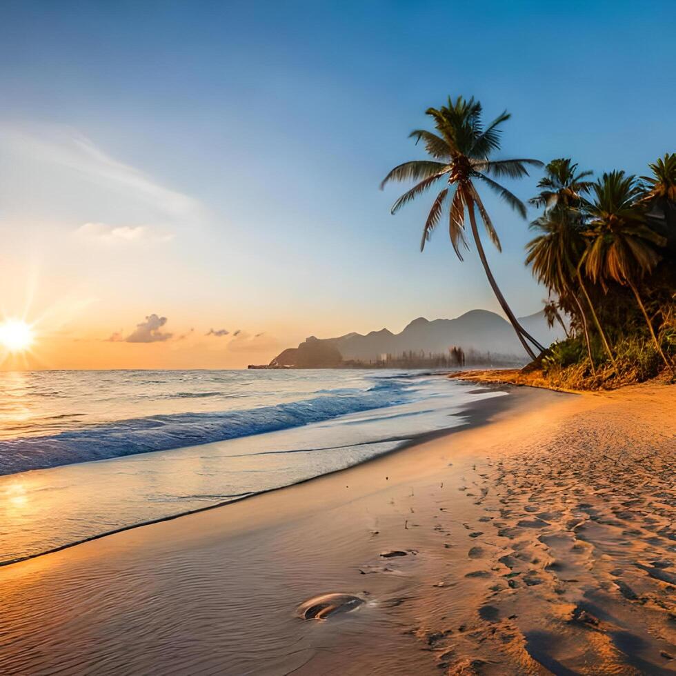 Beach Day With Palm Trees photo