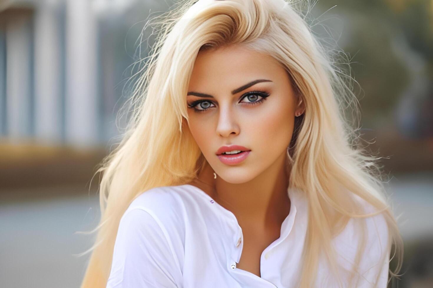 A woman with a white shirt photo