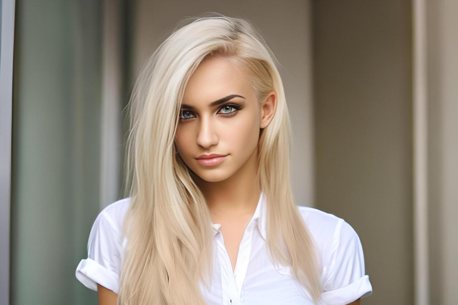 A woman with a white shirt photo