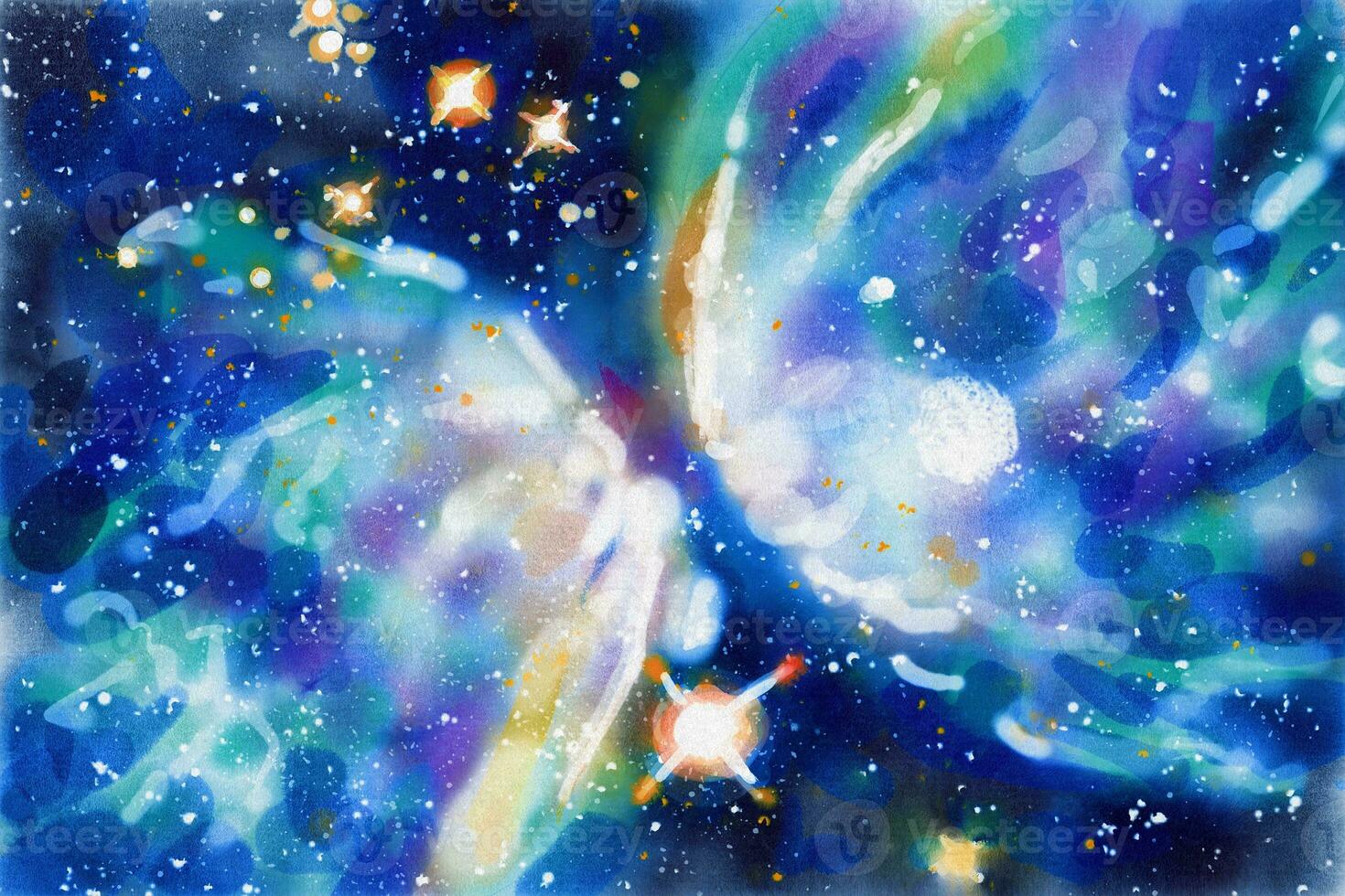 Celestial Watercolor Exploring Space and Galaxies photo