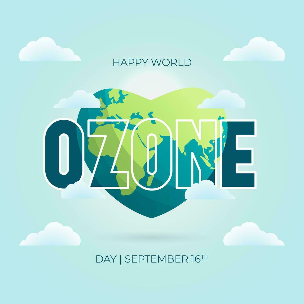 mundo ozono día septiembre 16 con hogar forma globo ilustración vector