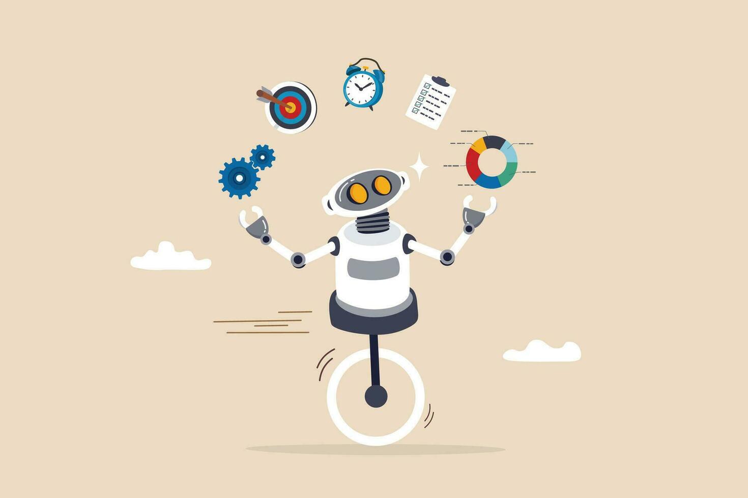 AI artificial intelligence to help productivity, innovation technology for work efficiency, automation or robotic assistance, smart assistance concept, AI robot expert help multitask or productivity. vector