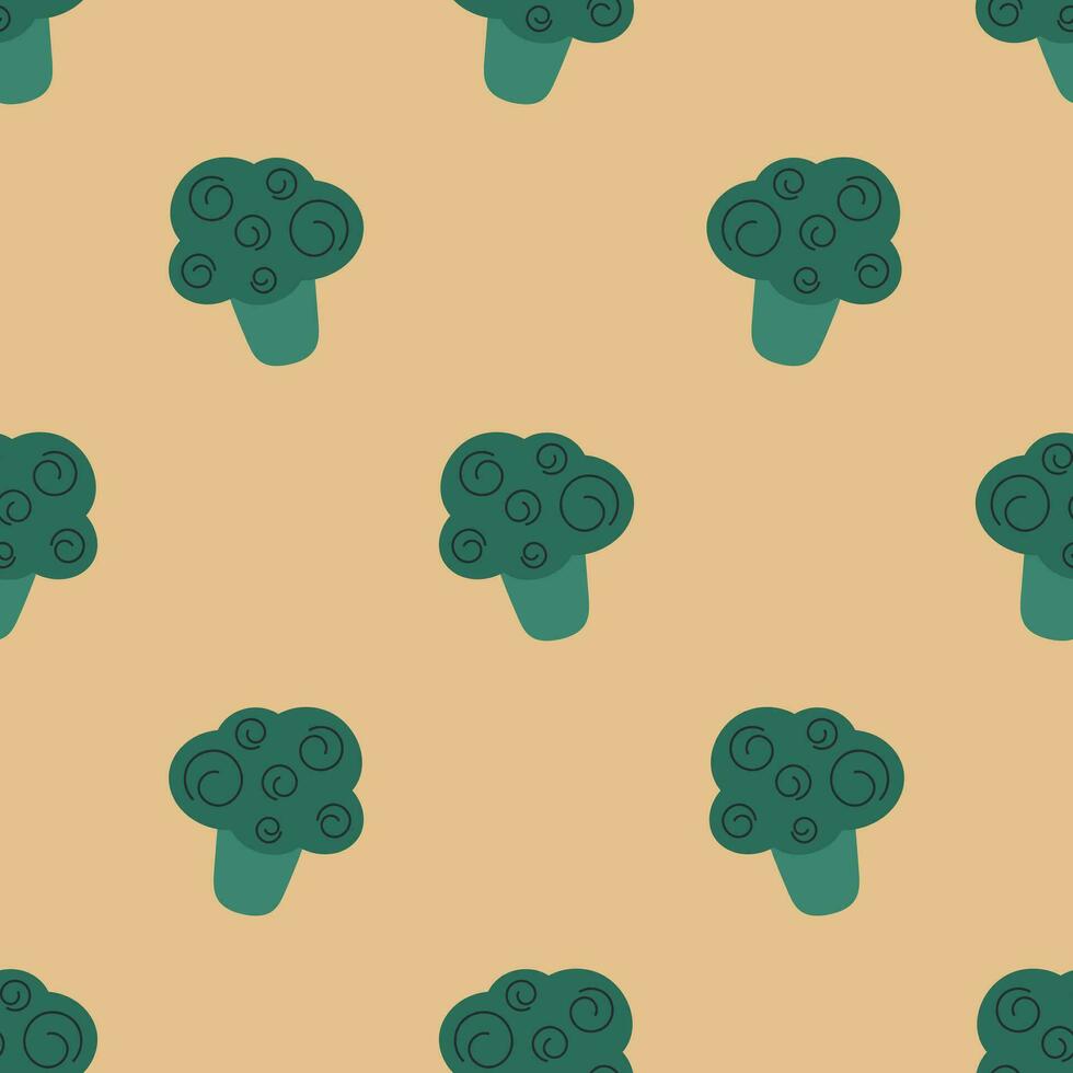 Seamless pattern with broccoli. For card, posters, banners, books, printing on the pack, clothes, fabric, wallpaper, textile or dishes. vector