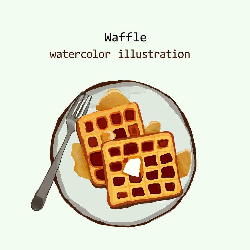 watercolor waffle food watercolor illustration vector