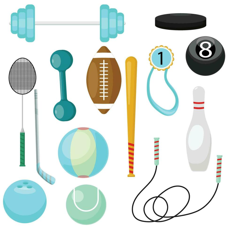 set of the element sport equipment collection vector