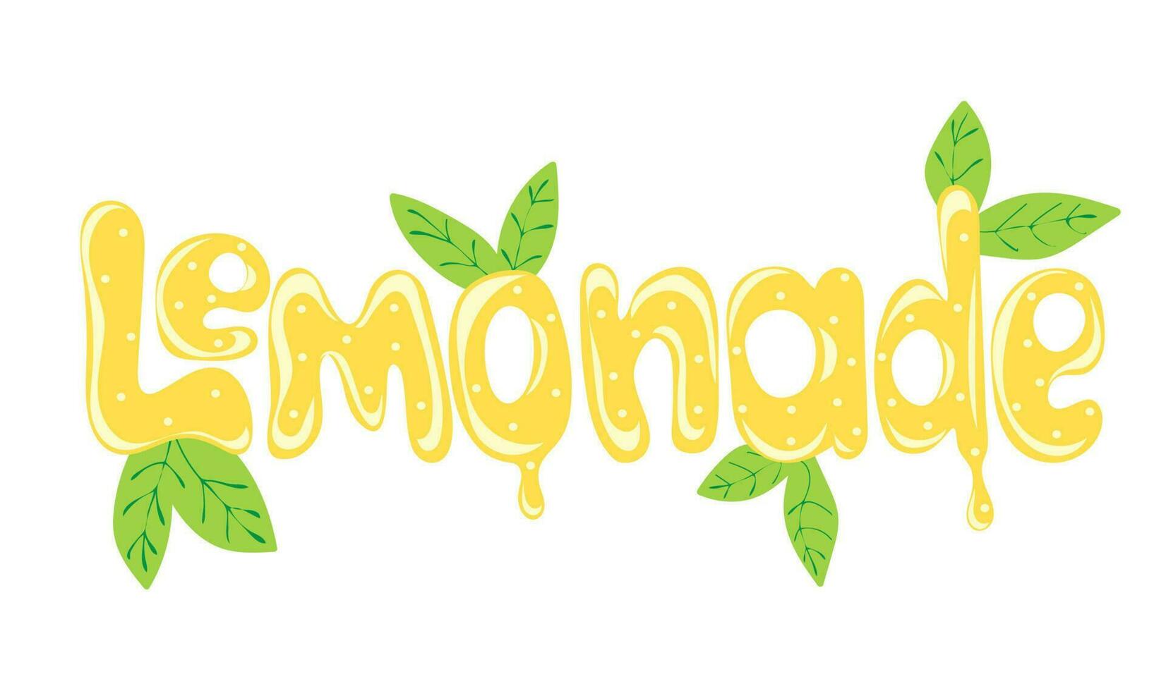 Lemonade handwritten text with leaves isolated on white background vector