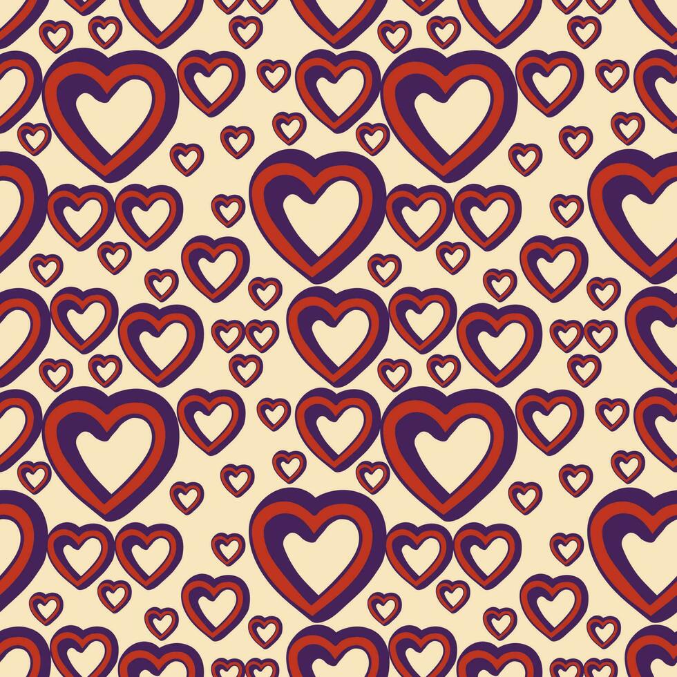 Seamless pattern with hearts in retro style vector