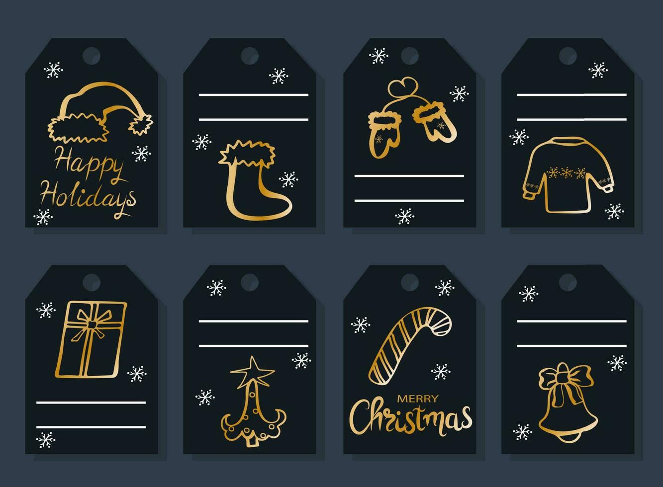 Christmas gift labels. Winter happy holidays set vector