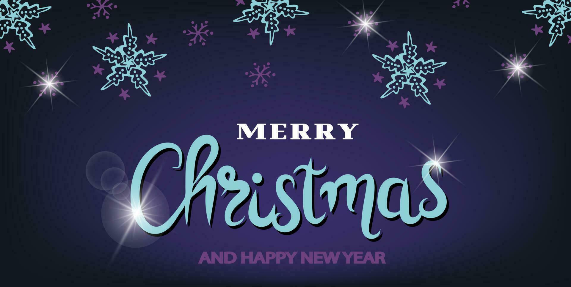 Christmas  banner with handwritten text and snowflakes. vector