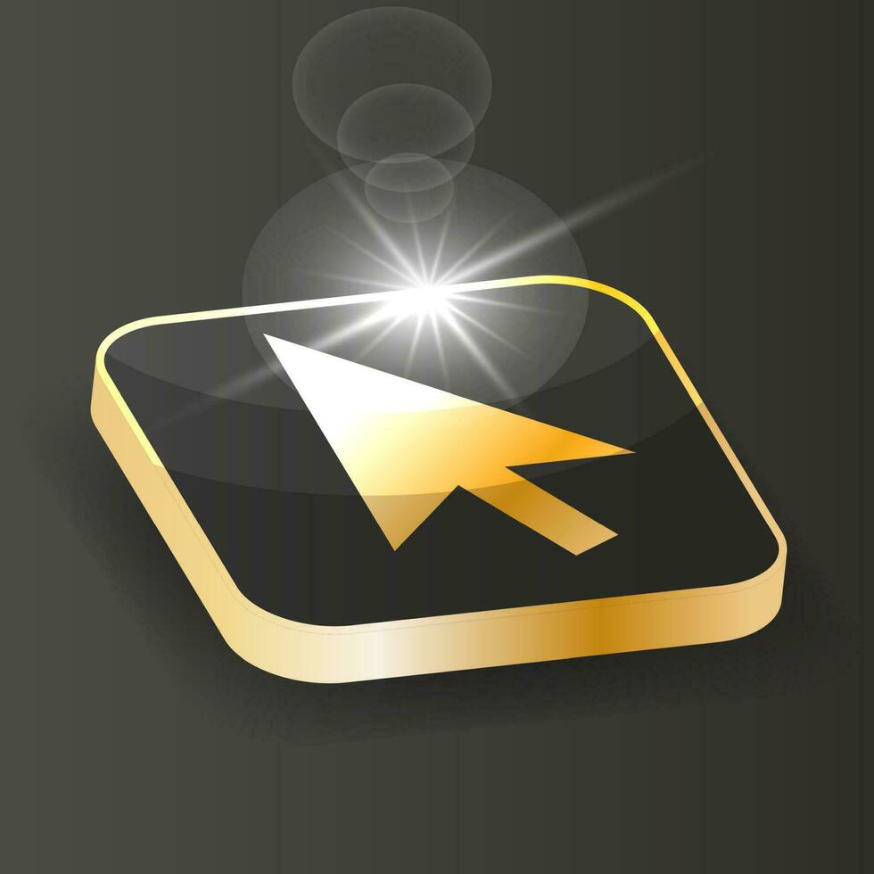 Golden Isometric cursor icon vector