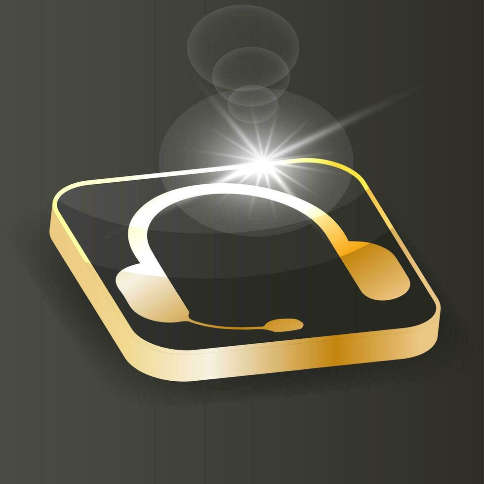 Golden Isometric headphones icon vector