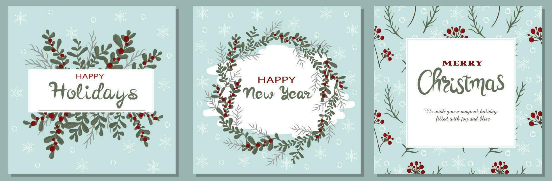 Merry Christmas and Happy new year greeting cards vector